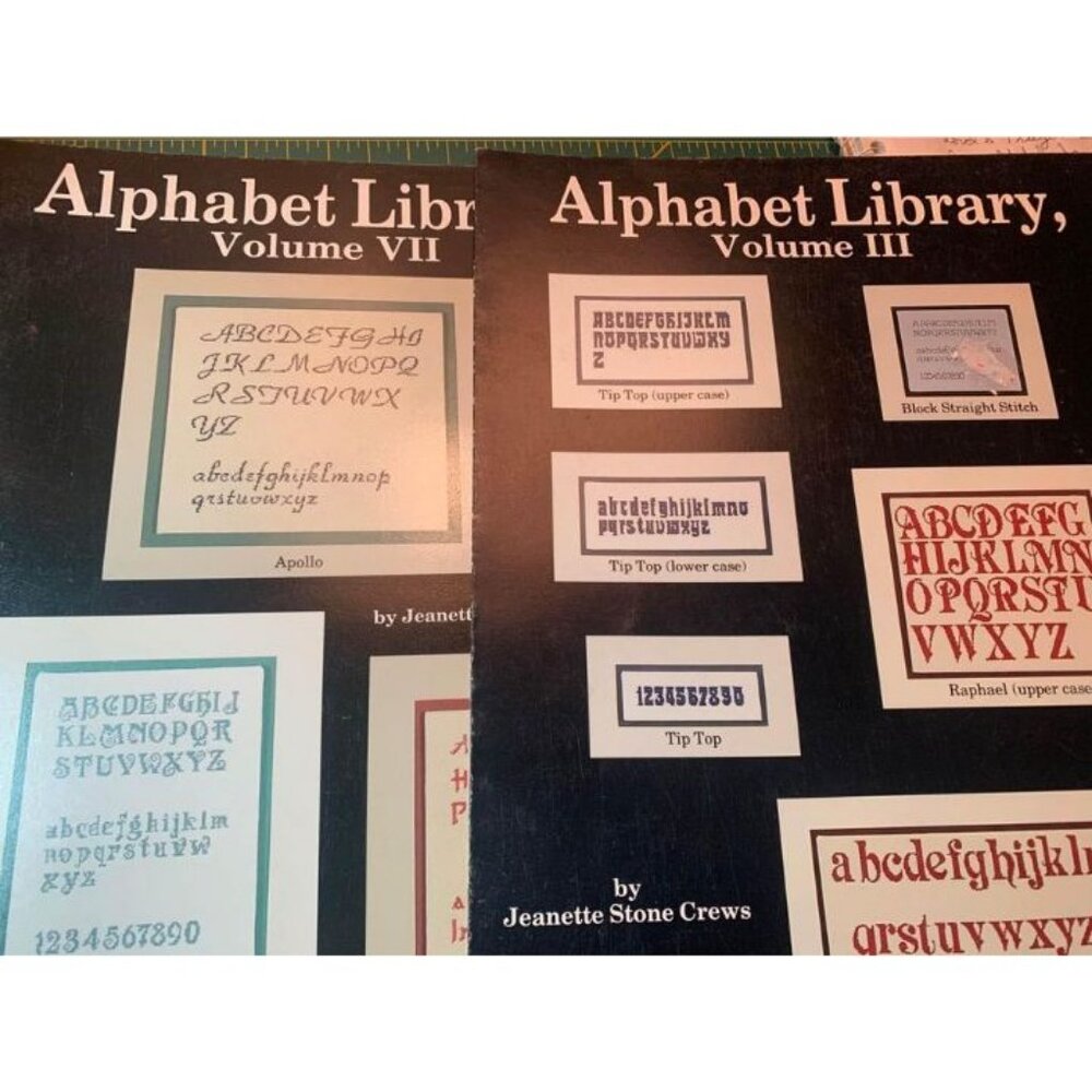 Alphabet Library Vol III & VII Cross Stitch Pattern Books By Jeanette Crews